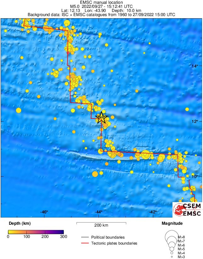 regional depth historical seismicity