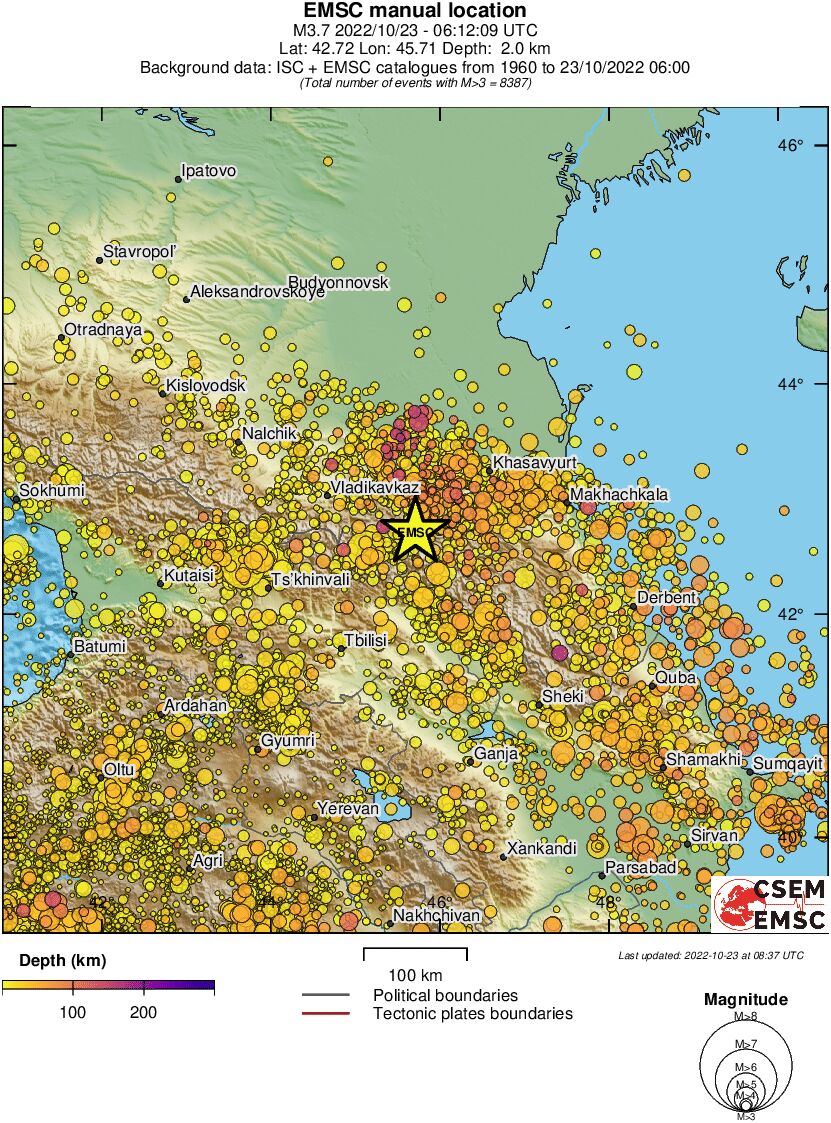 regional depth historical seismicity