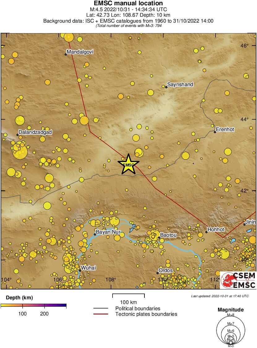 regional depth historical seismicity