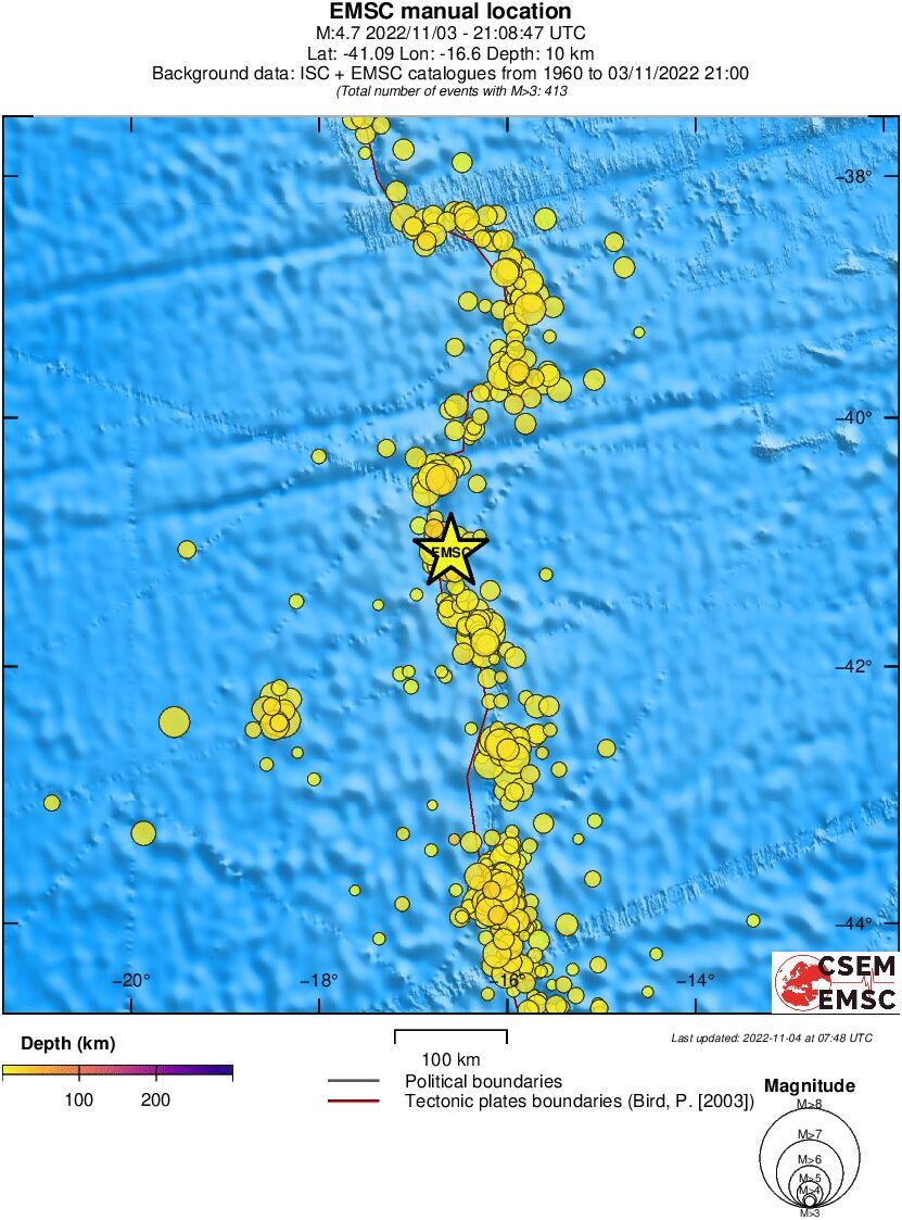 regional depth historical seismicity