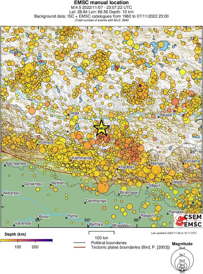 regional depth historical seismicity