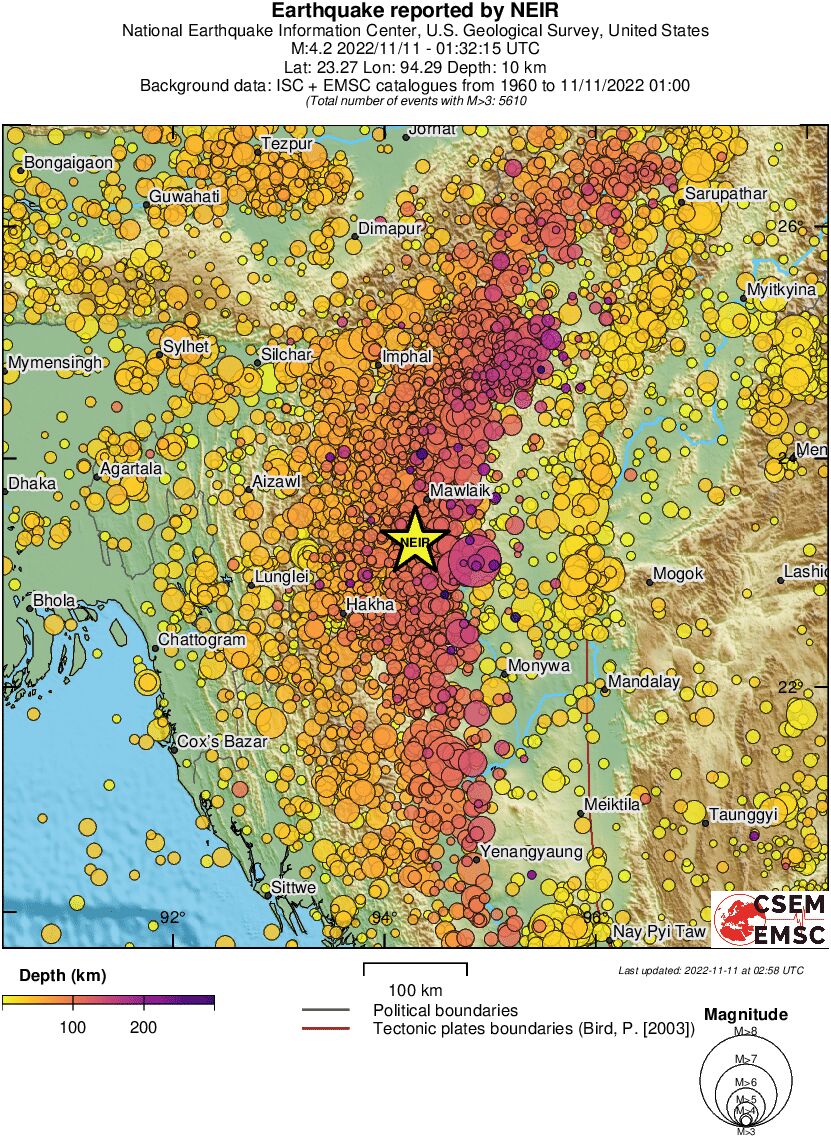 regional depth historical seismicity