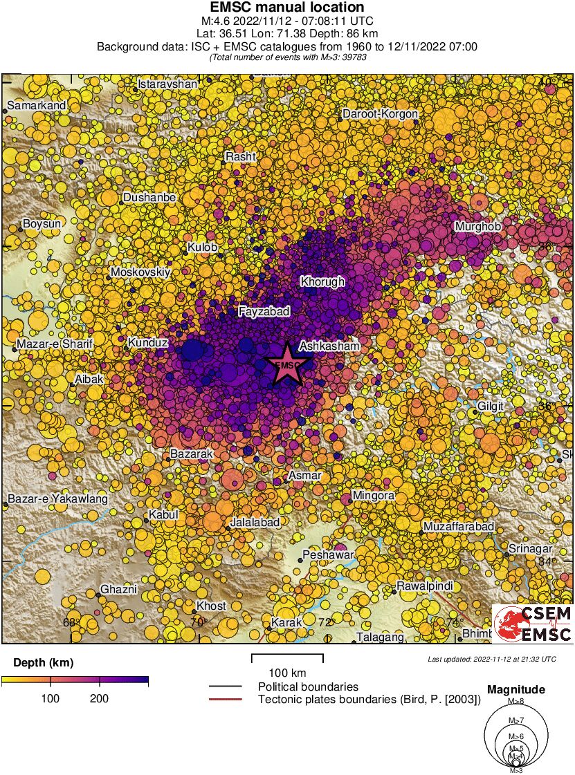 regional depth historical seismicity
