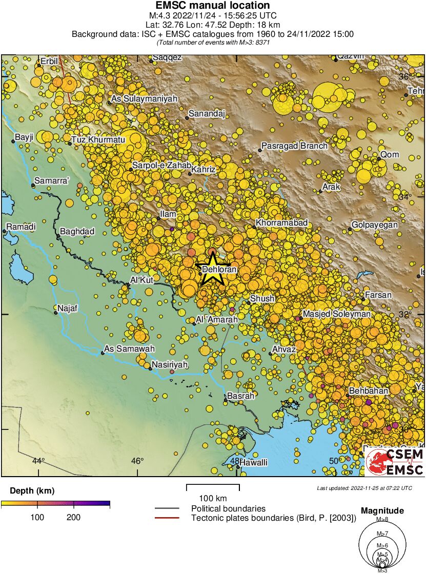 regional depth historical seismicity