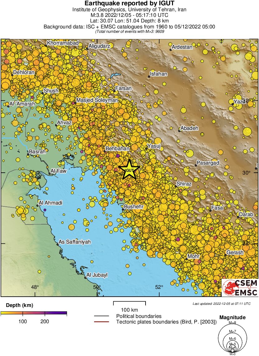 regional depth historical seismicity