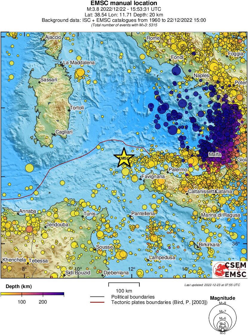 regional depth historical seismicity