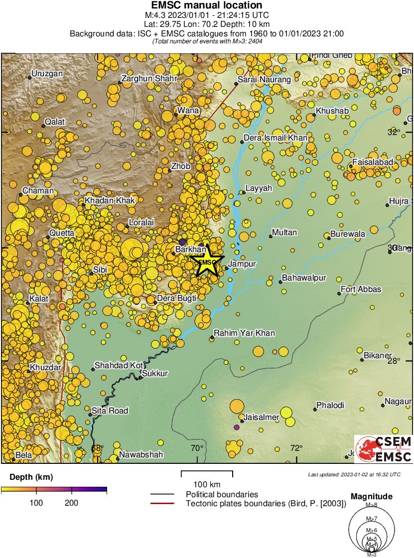 regional depth historical seismicity