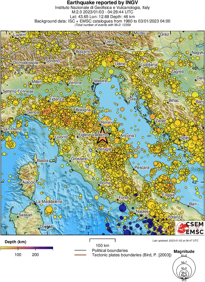regional depth historical seismicity