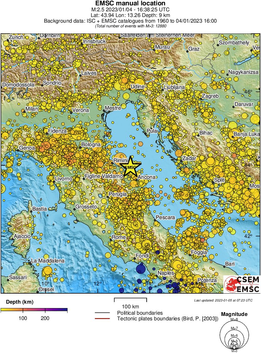 regional depth historical seismicity