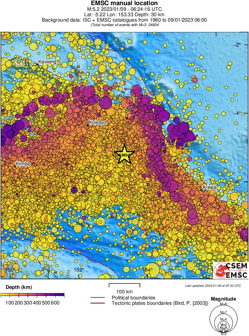 regional depth historical seismicity