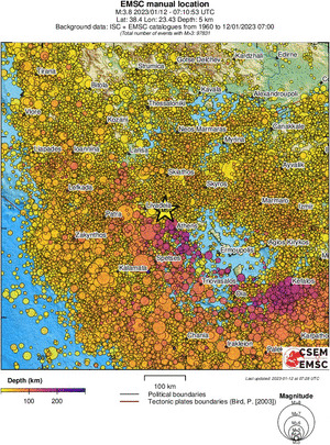 regional depth historical seismicity