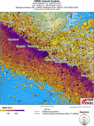 regional depth historical seismicity
