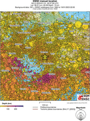 regional depth historical seismicity