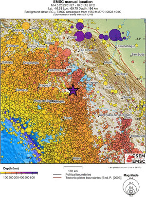 regional depth historical seismicity