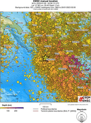 regional depth historical seismicity