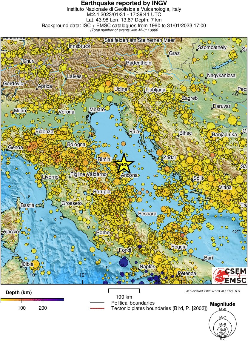 regional depth historical seismicity