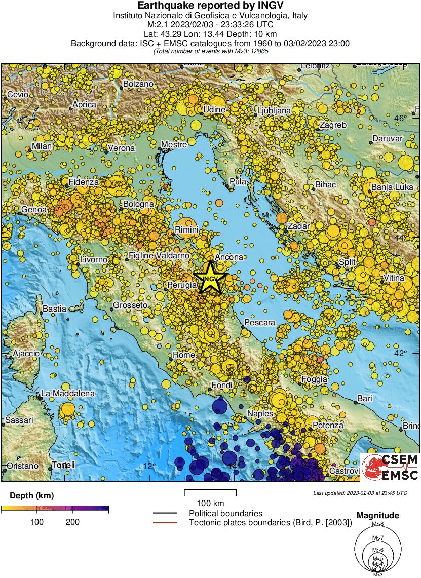 regional depth historical seismicity
