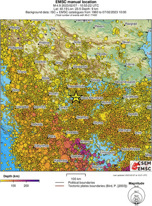regional depth historical seismicity