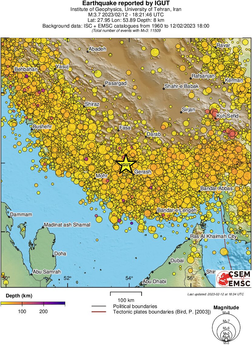 regional depth historical seismicity