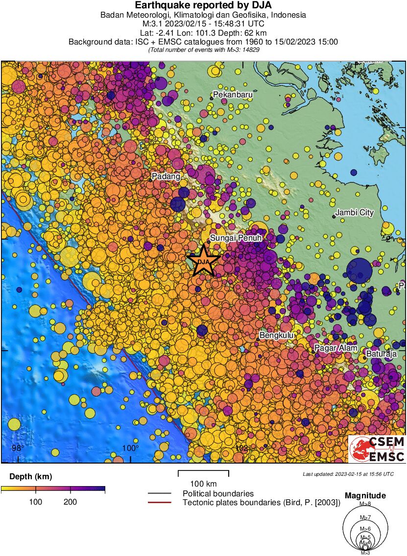 regional depth historical seismicity