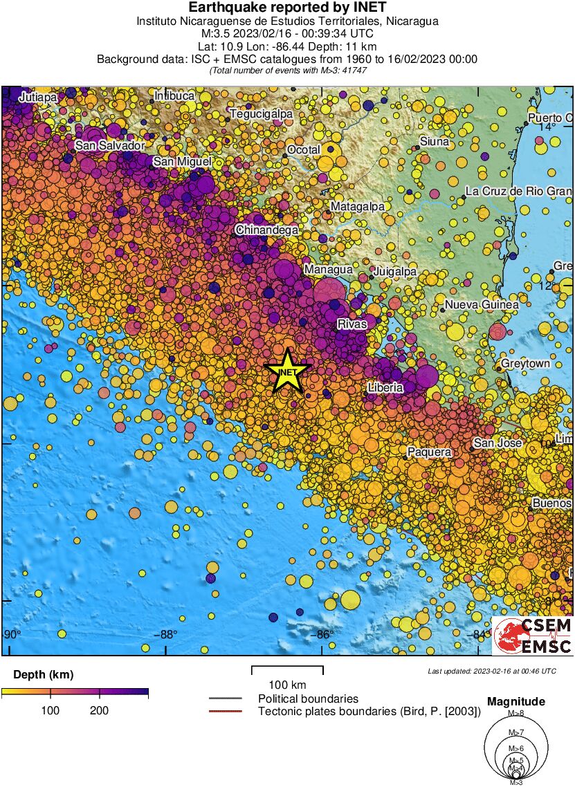 regional depth historical seismicity
