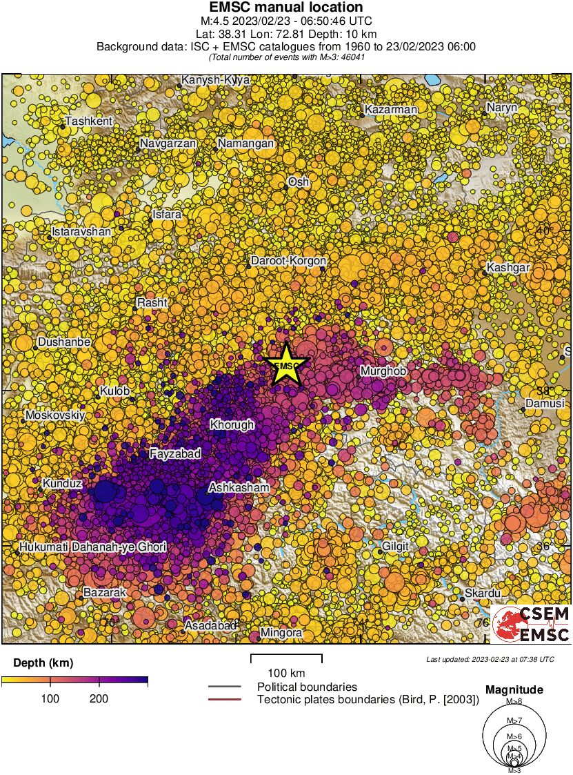 regional depth historical seismicity