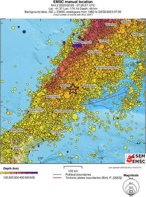 regional depth historical seismicity