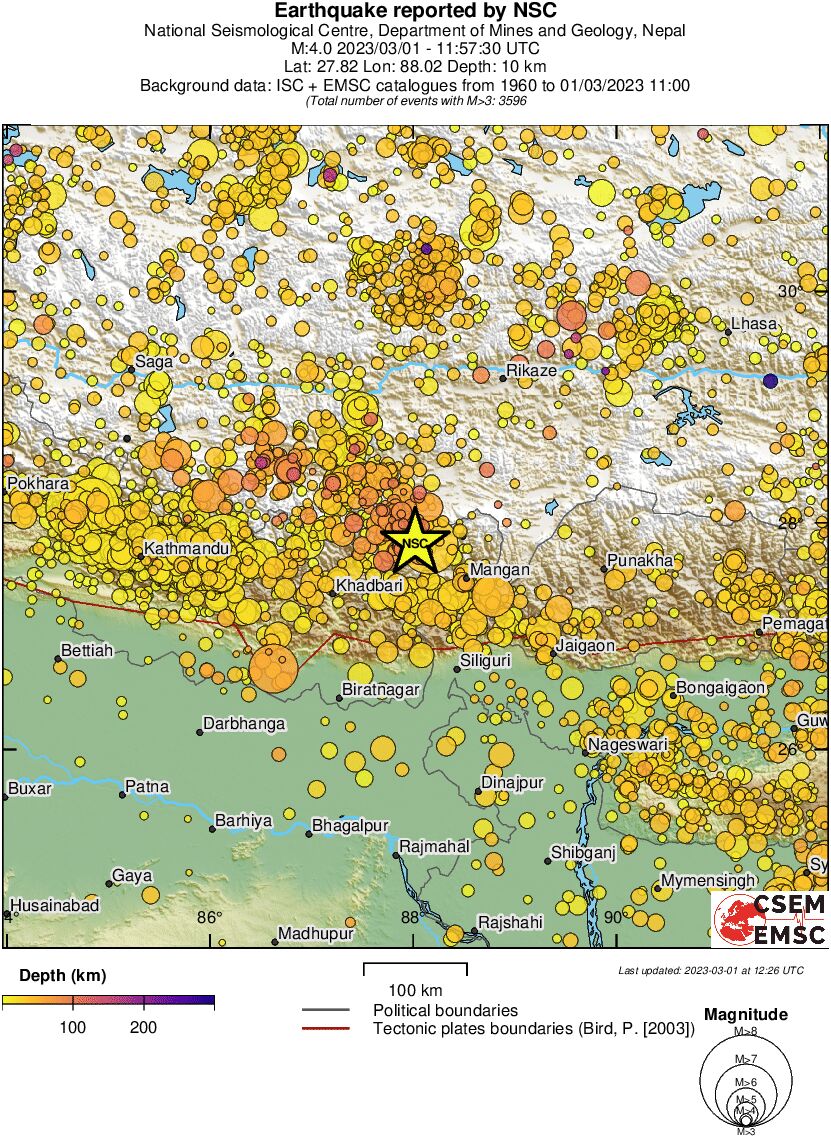 regional depth historical seismicity