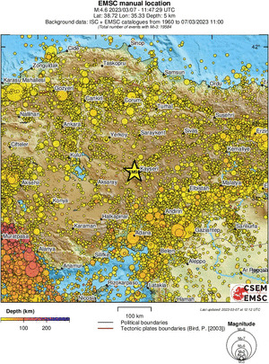 regional depth historical seismicity
