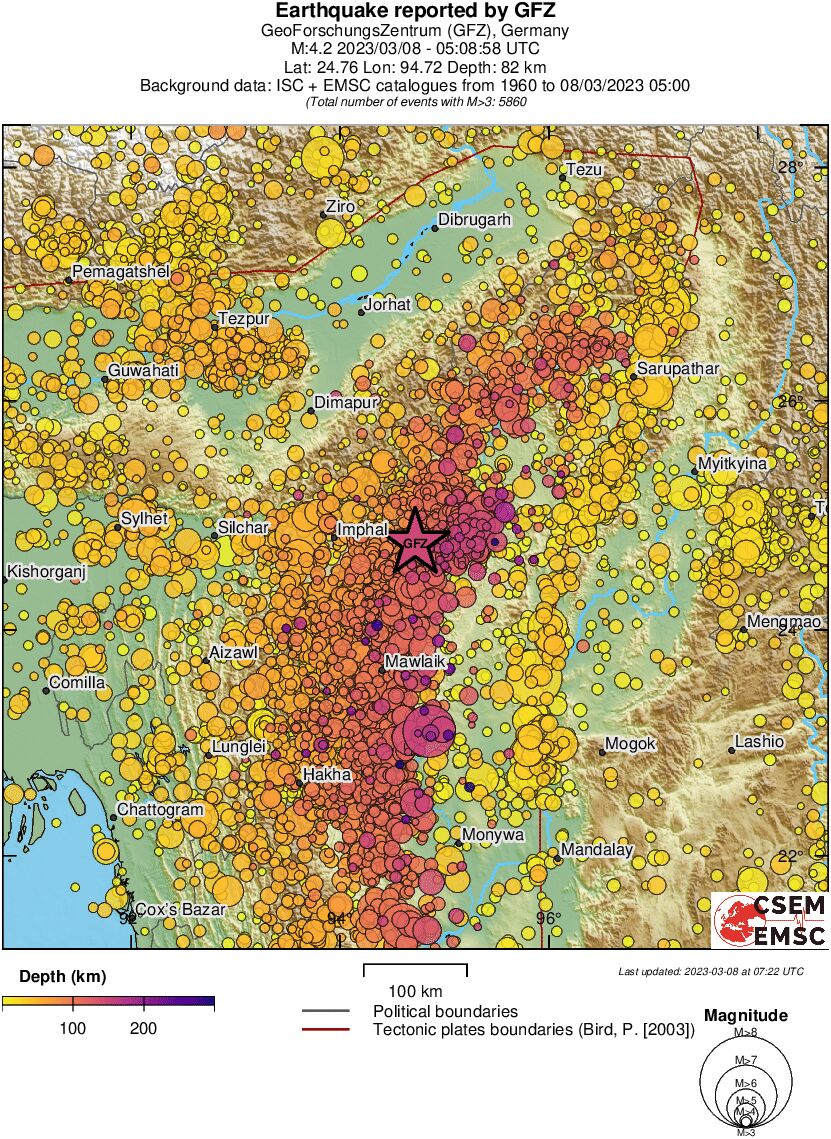 regional depth historical seismicity