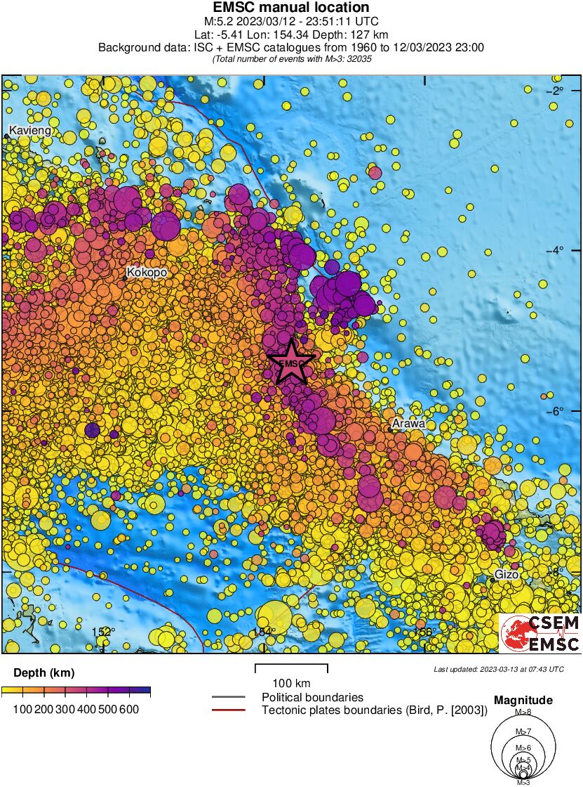 regional depth historical seismicity