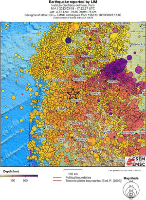 regional depth historical seismicity