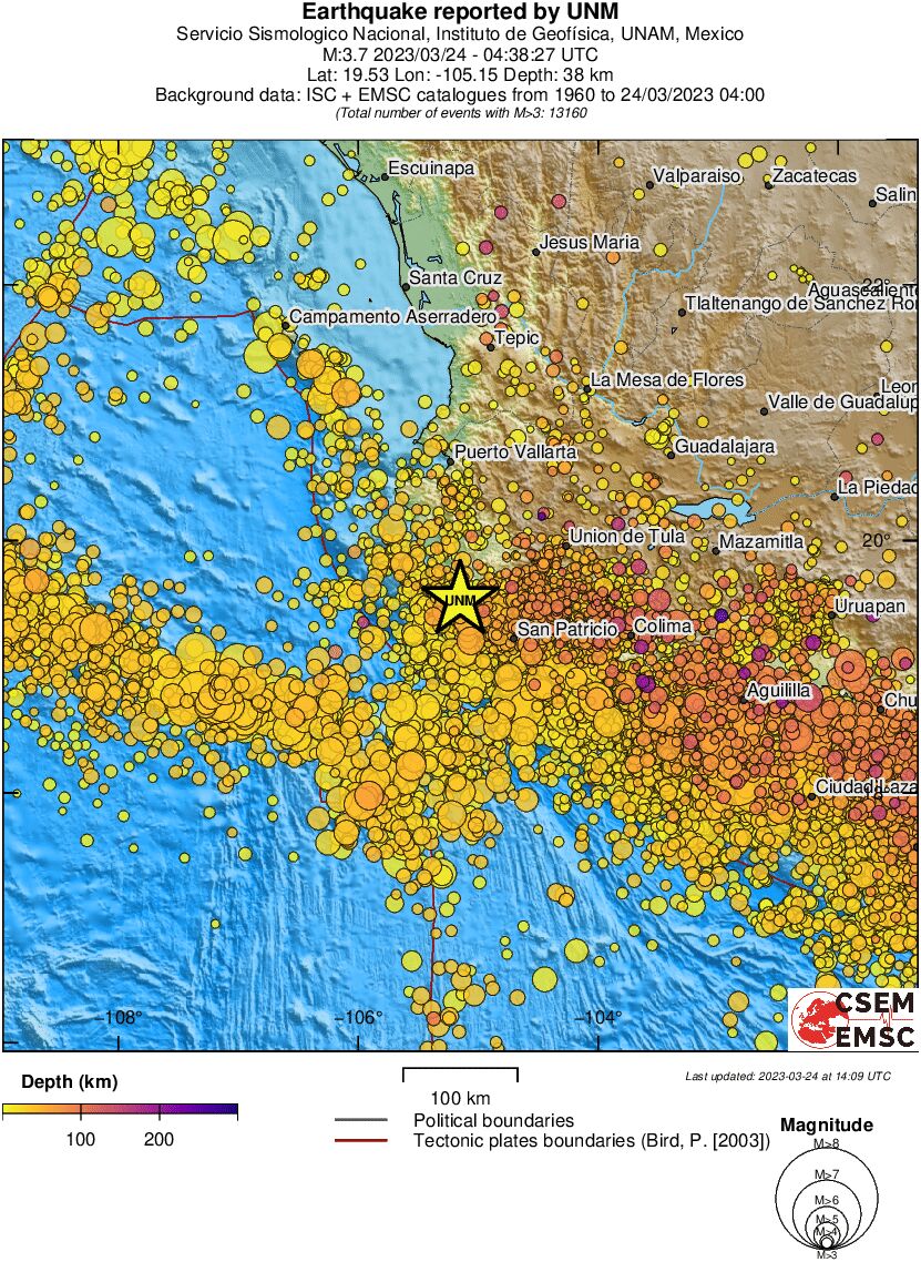 regional depth historical seismicity