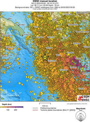 regional depth historical seismicity