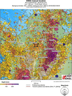 regional depth historical seismicity