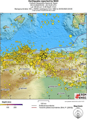 regional depth historical seismicity