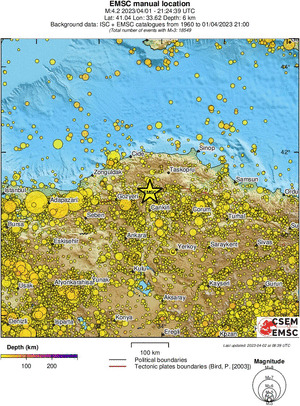 regional depth historical seismicity