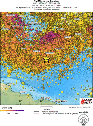 regional depth historical seismicity
