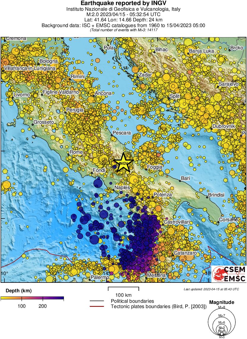 regional depth historical seismicity