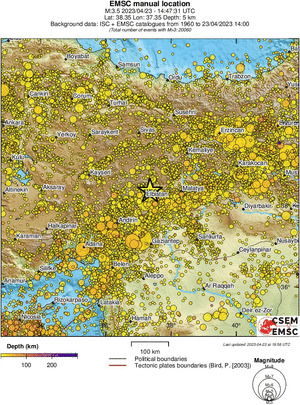 regional depth historical seismicity