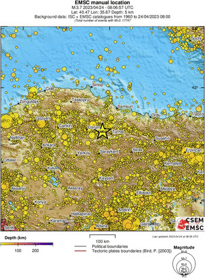 regional depth historical seismicity