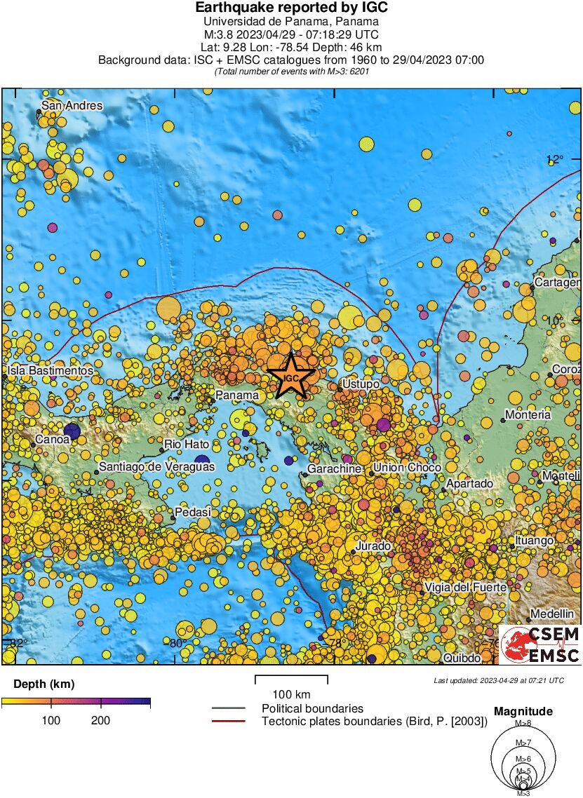 regional depth historical seismicity