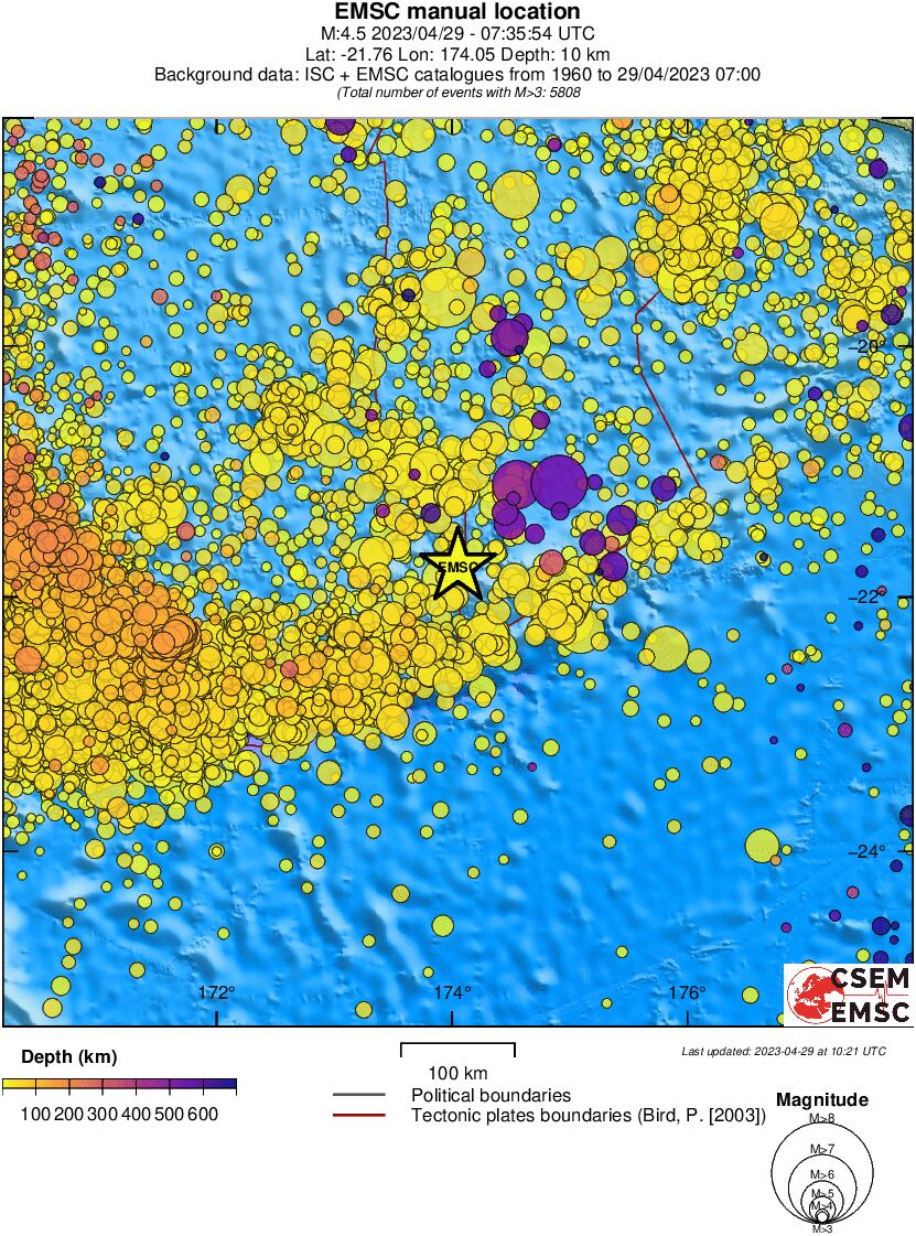 regional depth historical seismicity
