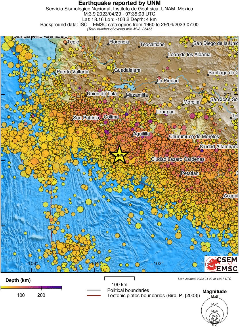 regional depth historical seismicity
