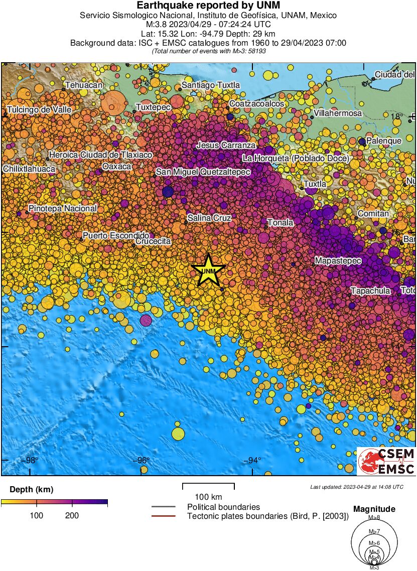 regional depth historical seismicity
