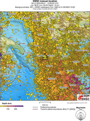 regional depth historical seismicity