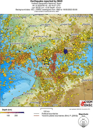 regional depth historical seismicity