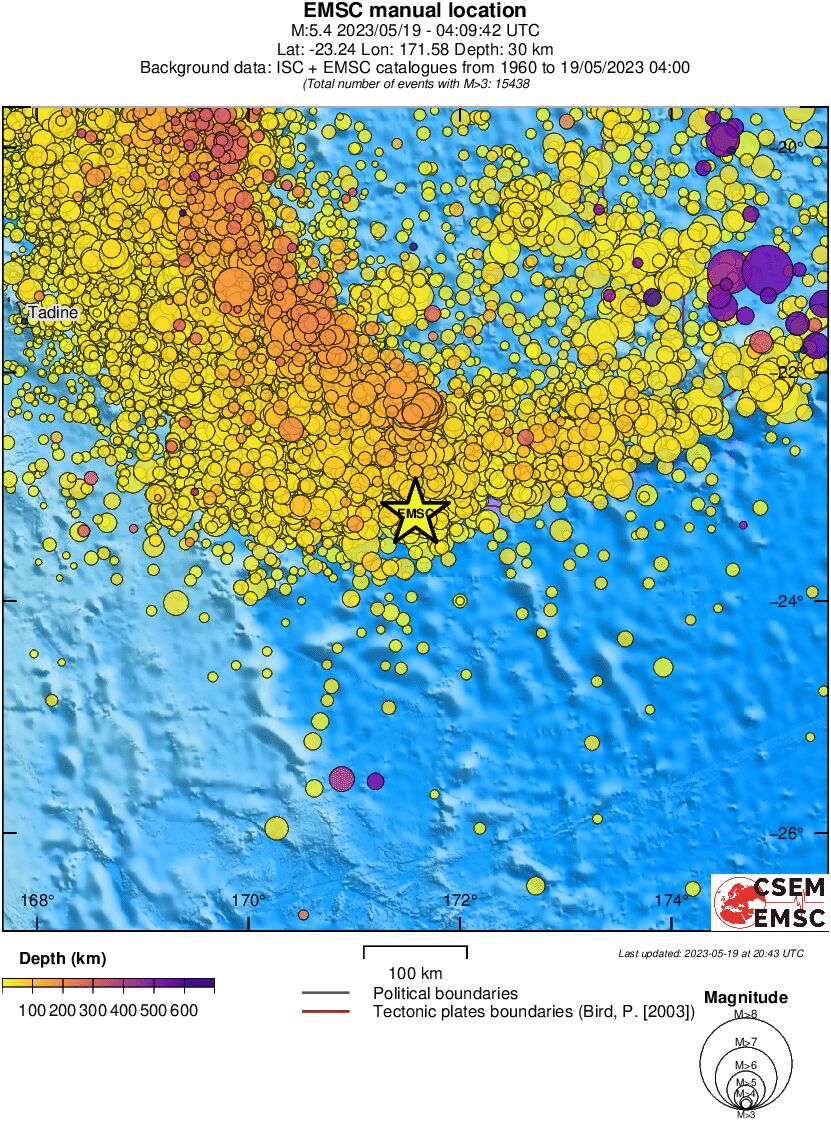 regional depth historical seismicity