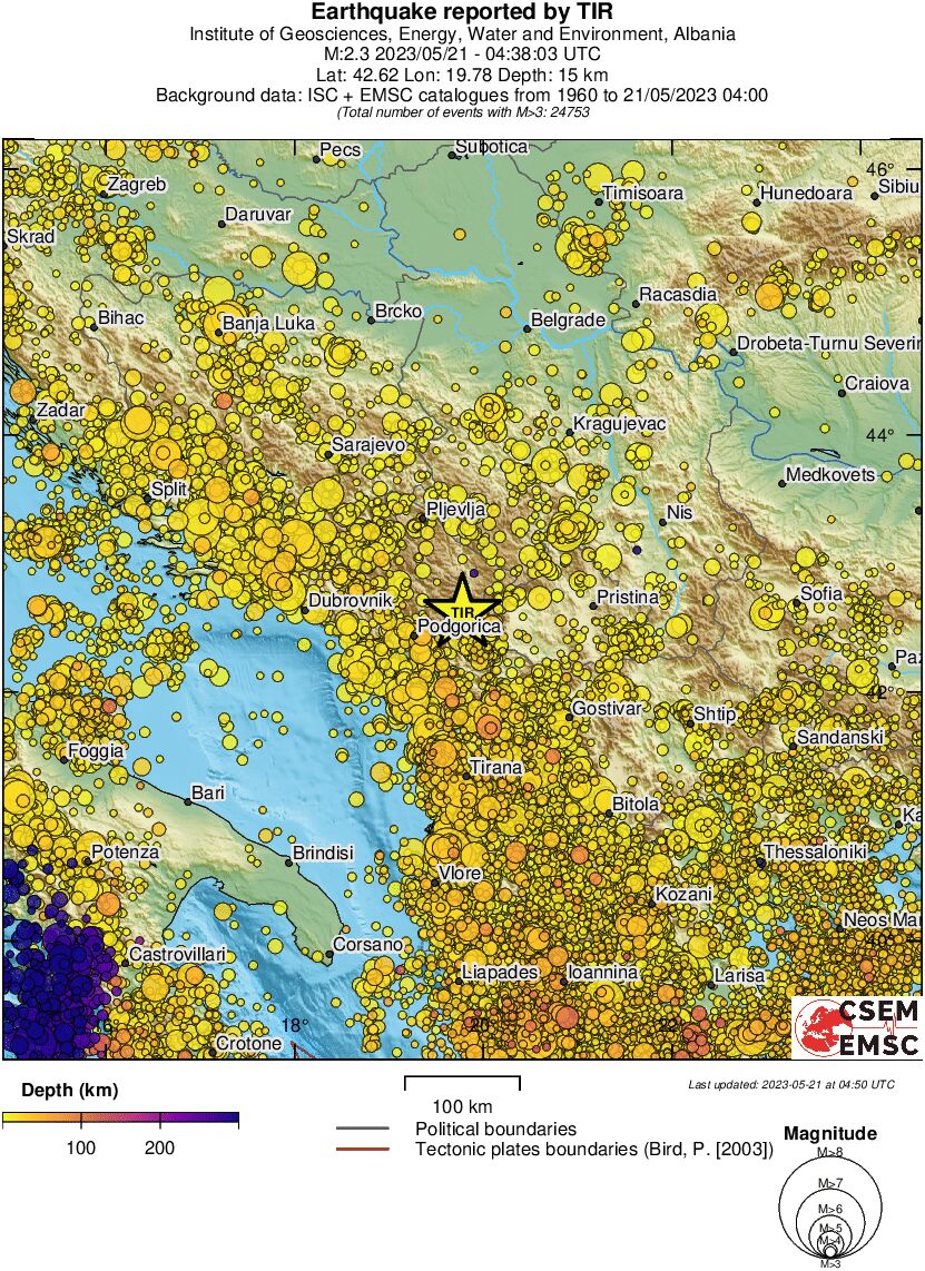 regional depth historical seismicity