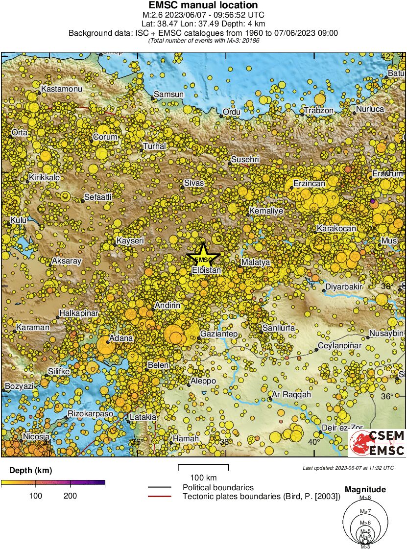 regional depth historical seismicity
